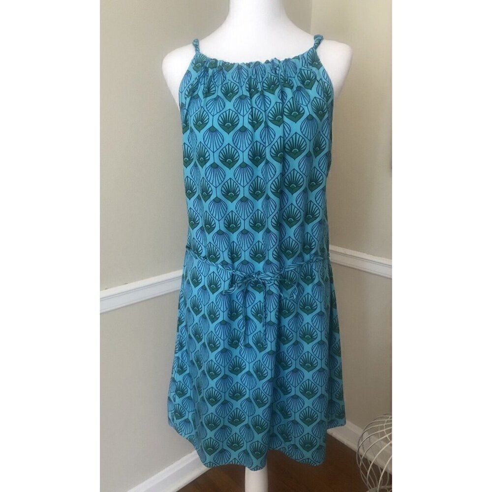 Escapada Womens Size XS Halter Dress Blue Patterned Belted